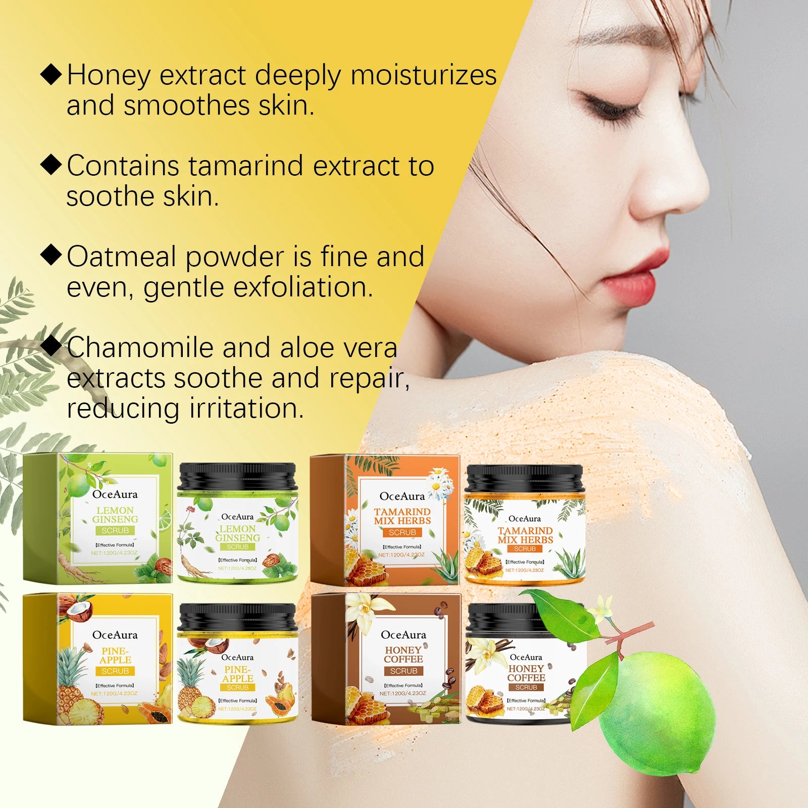 Body Scrub Cream for Bath Shower Deep Cleaning Whitening Exfoliating Removal Melanin Repair Brighten Moisturizing No Tight Oasis Select
