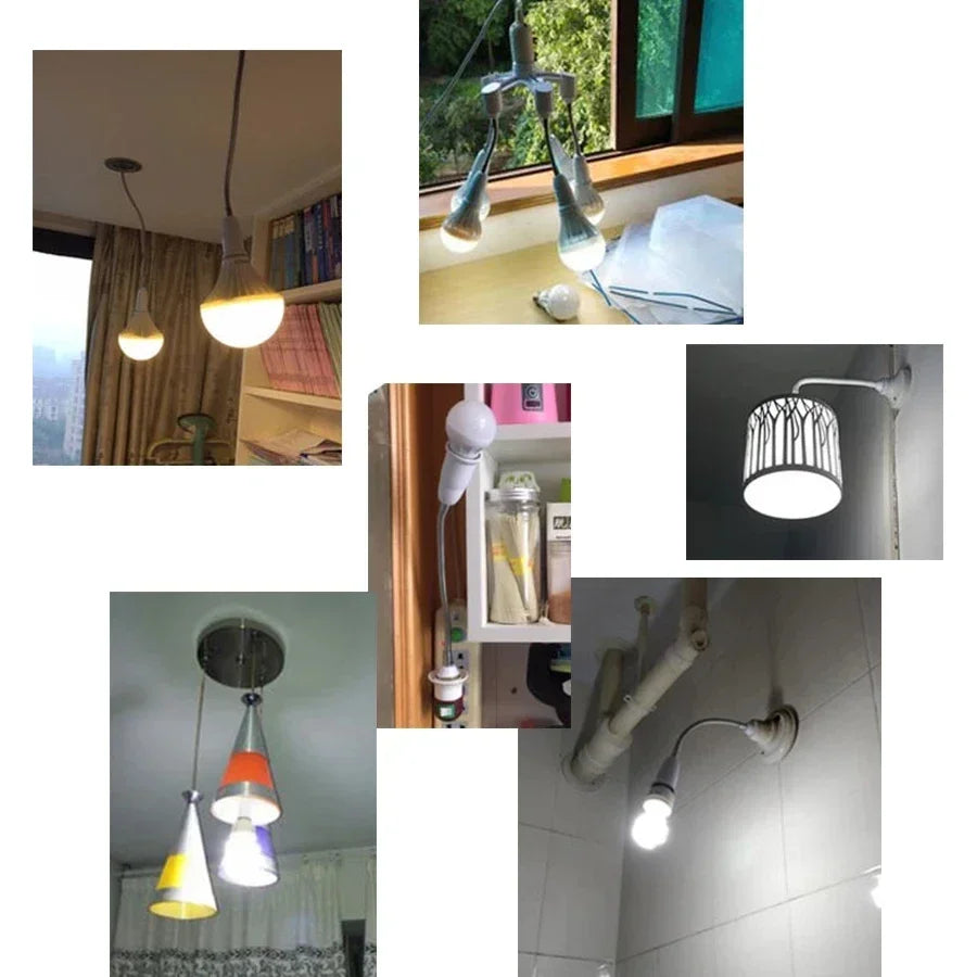 E27 to E27 Flexible Bulb Socket Extender E27 Lamp Rotating Base Lamp Holder 110V 220V Extension Converter 6/9/15/20/30/35/60cm Oasis Select