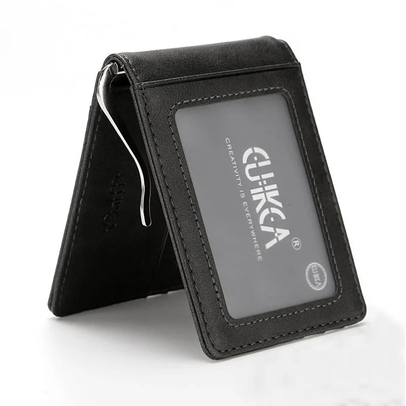 RFID Men's Leather Slim Bifold Money Clip Wallet Front Pocket Credit Card Holder Oasis Select HMYHG028-BK