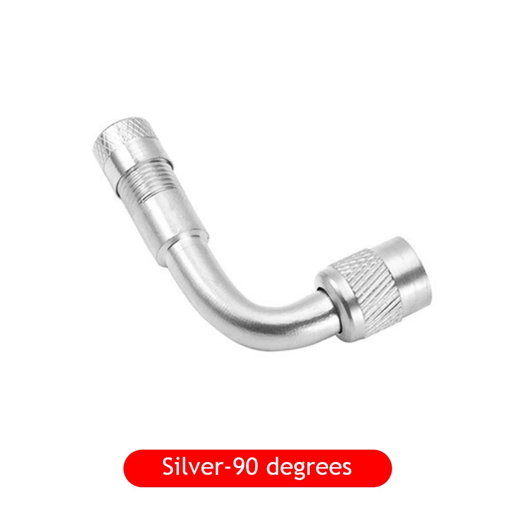 Motorcycle 45 90 135 Degree Angle Bent Valve Adaptor Tyre Tube Valve Extension Adapter for Truck Car Moto Bike Motorcycle Oasis Select 90 degree-Silver