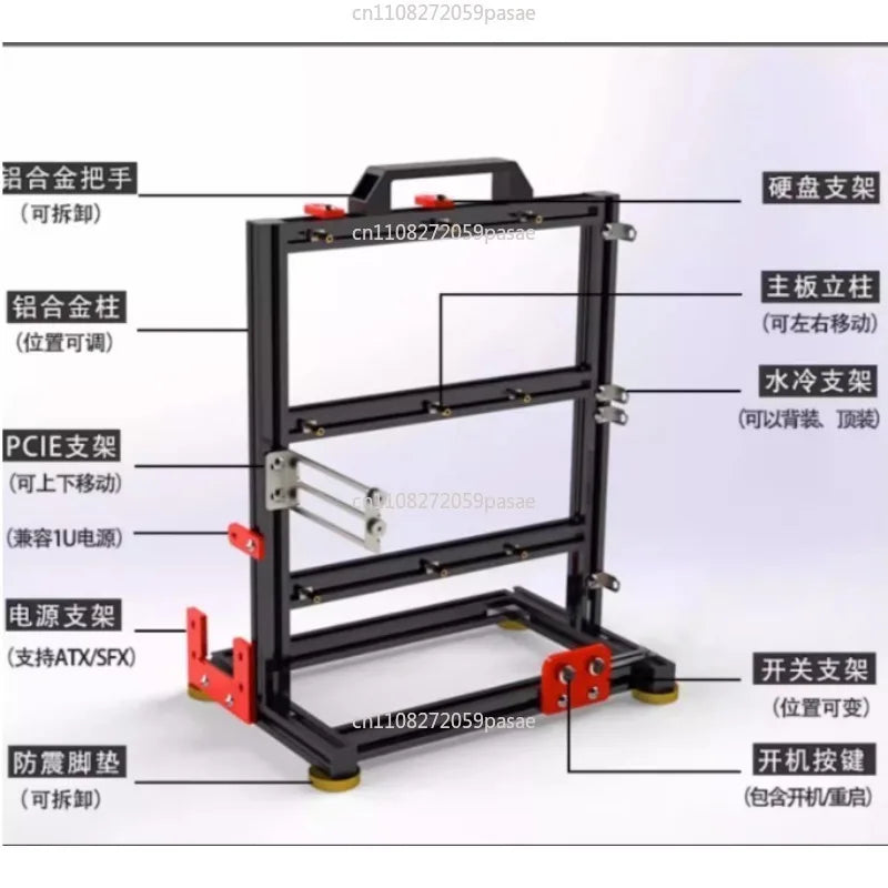 Open Frame PC Case ATX MATX ITX Aluminum Alloy Rack Chassis