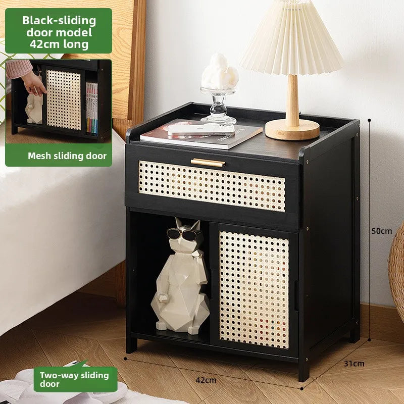 Bedroom bedside table drawer storage cabinet household living room snack locker storage box simple bedside locker Oasis Select Single draw black