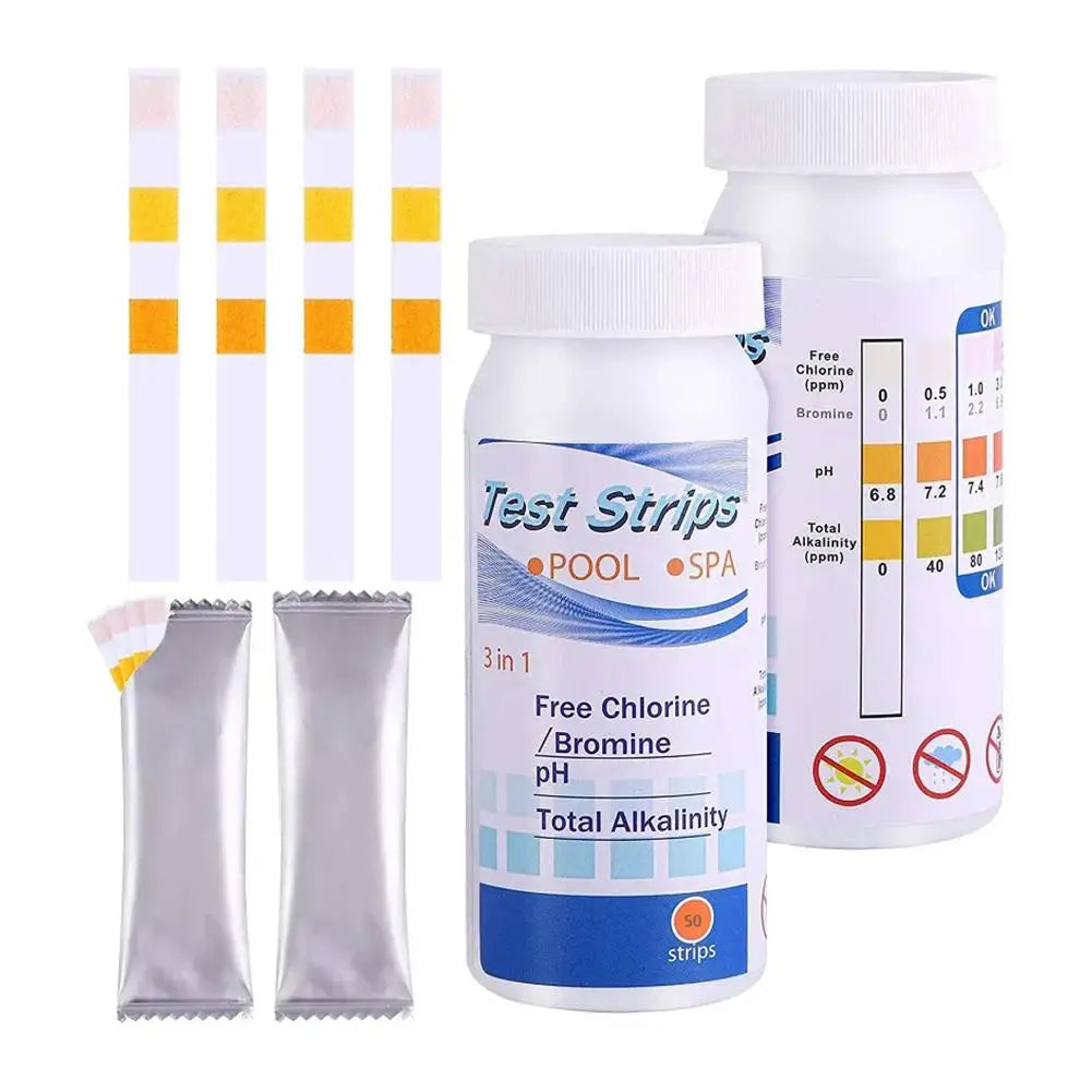 50pcs Chlorine PH Test Strips SPA Swimming Pool Water Tester Paper Residual Chlorine PH Value Alkalinity Hardness Test Strip Oasis Select