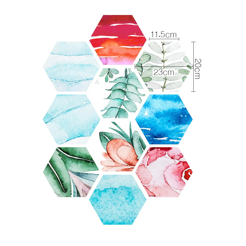 Stereoscopic simulation hexagonal self-adhesive ceramic tile decorative anti-skid coating twill film floor tile wall decor Oasis Select DB056 10pcs