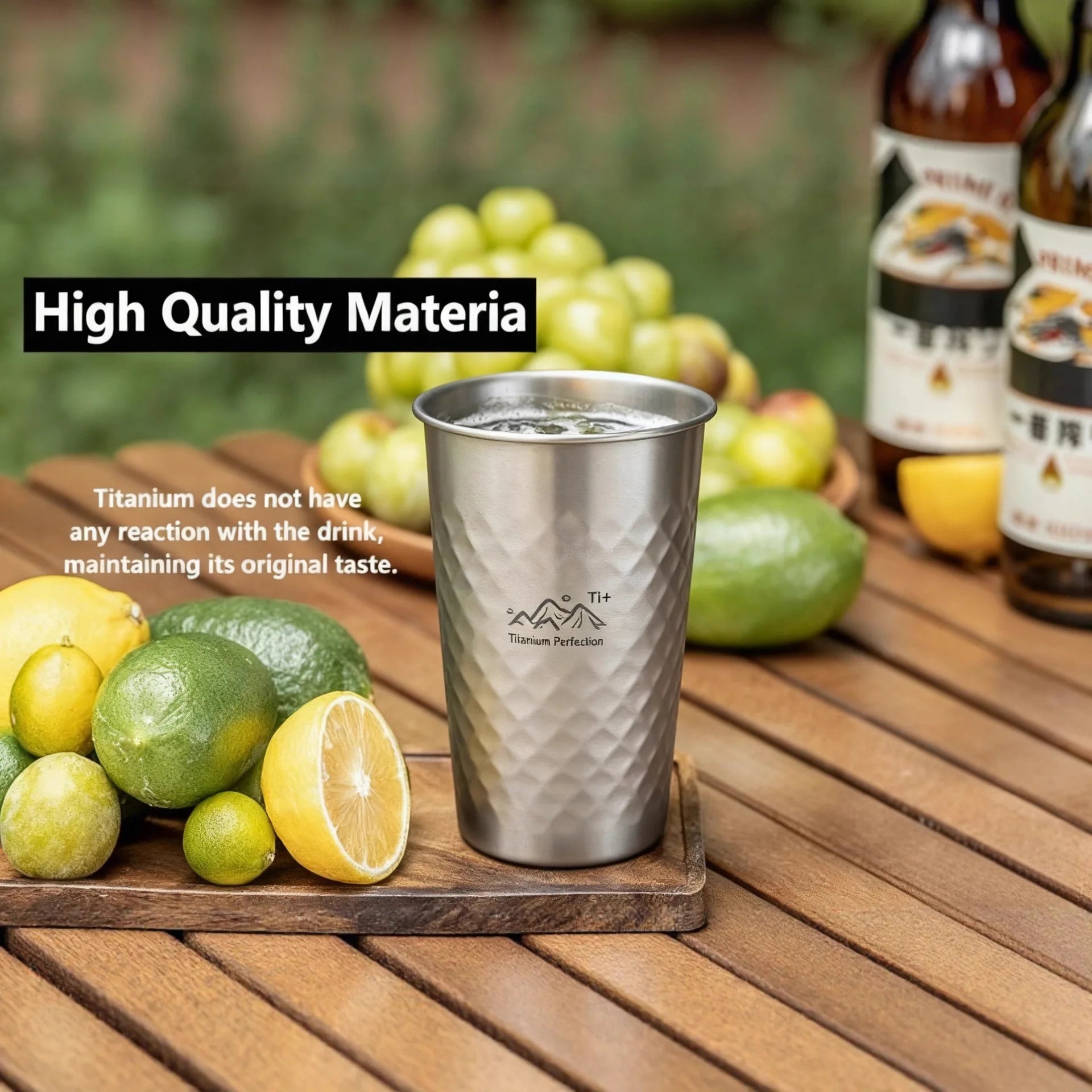 Titanium-Finish Camping Cup Set | 350–600ml Ultralight Drinkware