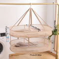 Foldable Hanging Mesh Laundry Bag Windproof Stretch Resistant Anti-shrink Clothes Washing Net for Underwear Sweater Oasis Select Apricot Round single-layer