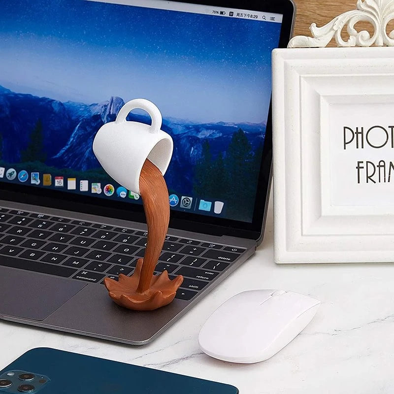 Floating Spilling Coffee Cup Sculpture Kitchen Decoration Spilling Magic Pouring Splash Creative Desktop Decor Home Decoration Oasis Select
