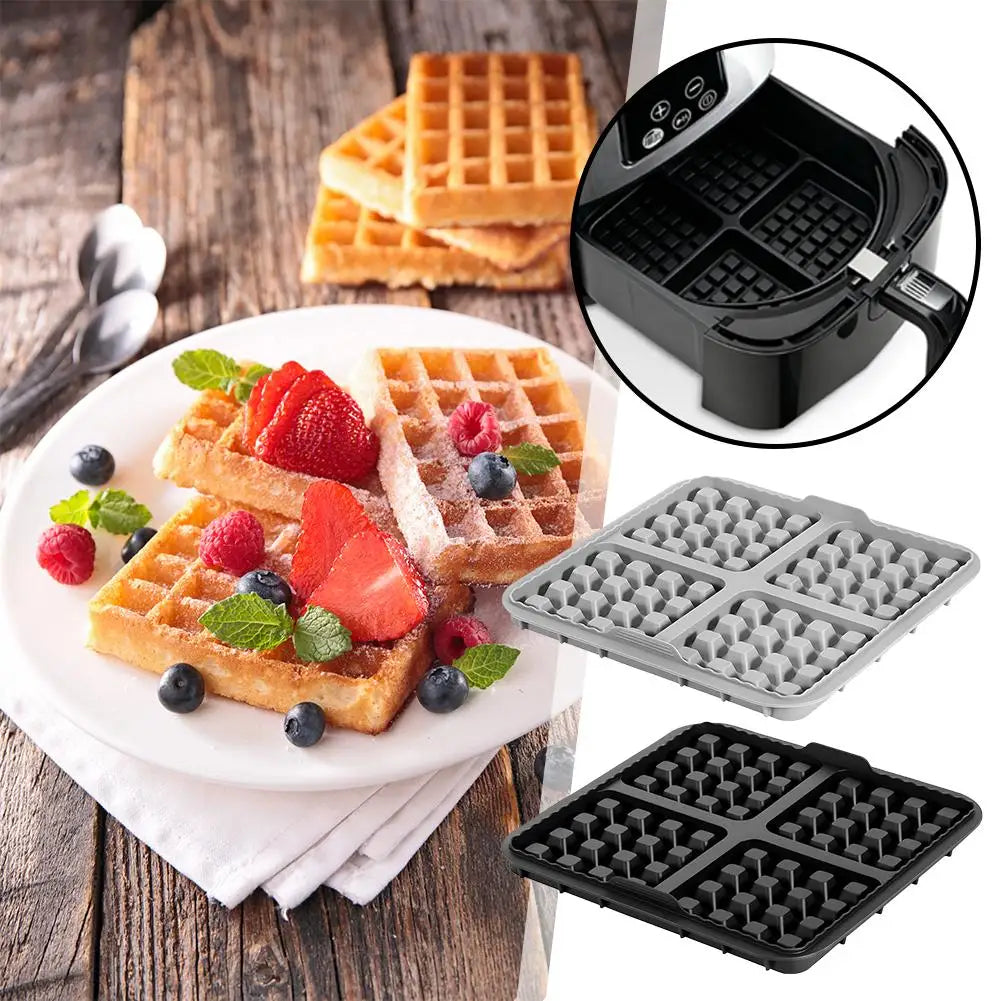 Air Fryer Silicone Waffle Maker Mold Square Reusable Non-stick Easy Release Biscuit Pancake Waffle Baking Mold Kitchen Accessory Oasis Select