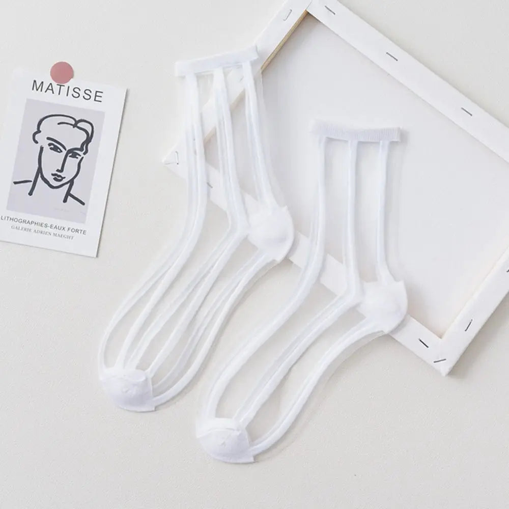 Women Ladies Socks Fashion Sheer Mesh Glass Silk Socks Ultrathin Transparent Crystal Lace Fabulous Elastic Summer Ankle Socks Oasis Select E