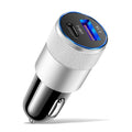 Mini USB-C Car Charger 15W PD Fast Charging Dual Port Adapter USB-C Car Charger Oasis Select Silver United States