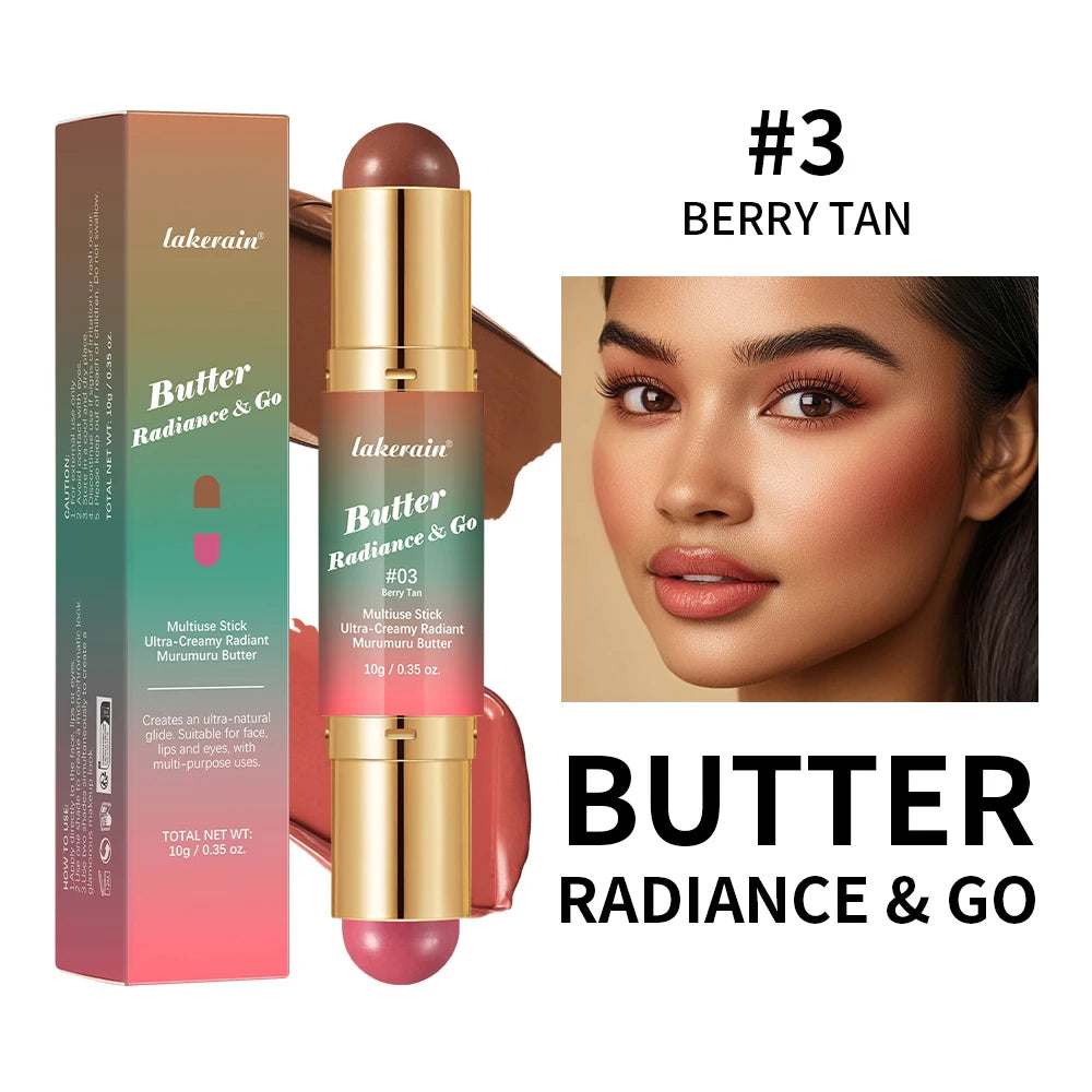 Multipurpose Blush Stick Moisturizing Skin Long Lasting Natural Double-headed Bronzer-Blush Stick Pigmented Beauty Makeup Oasis Select Color 3