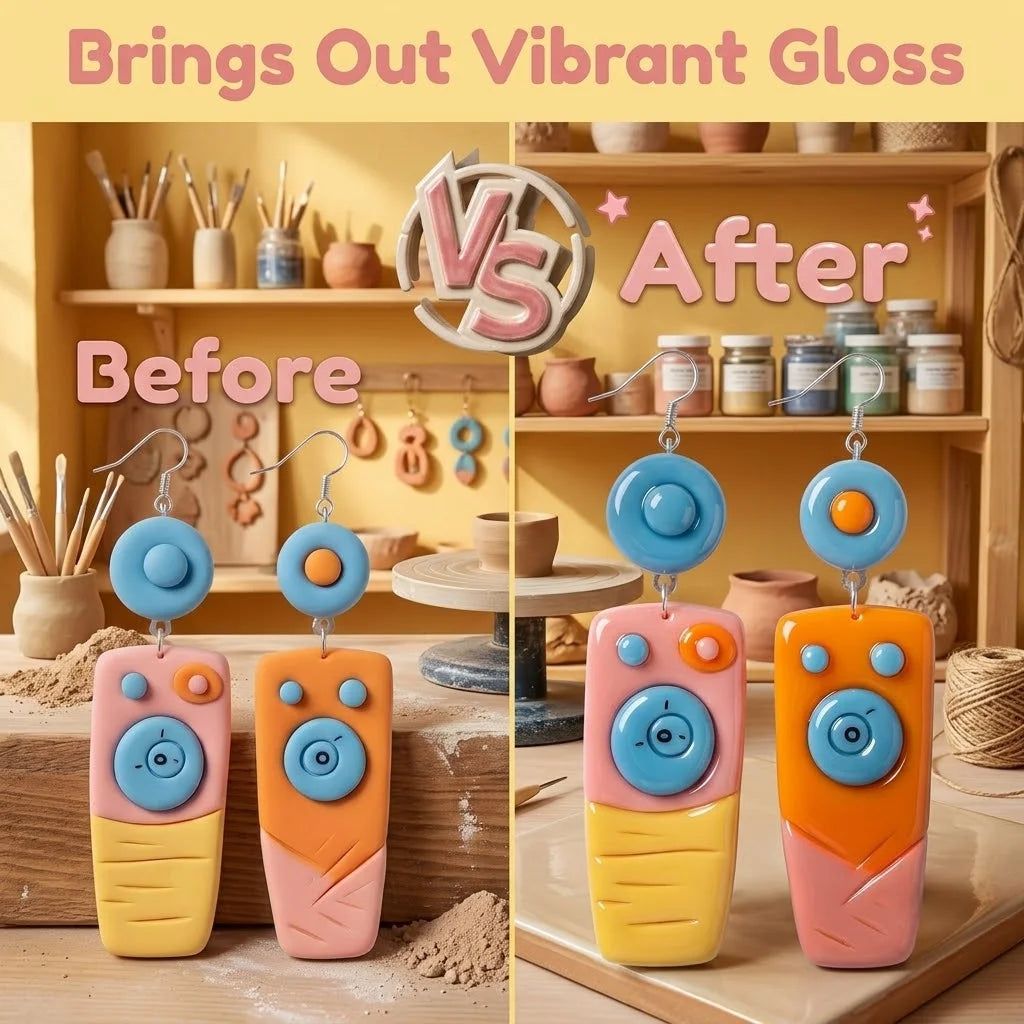 Gloss Clay Varnish Suitable for polymer clay, air-dry clay, pottery etc.; effectively prevents cracking and wear(Brush included) Oasis Select