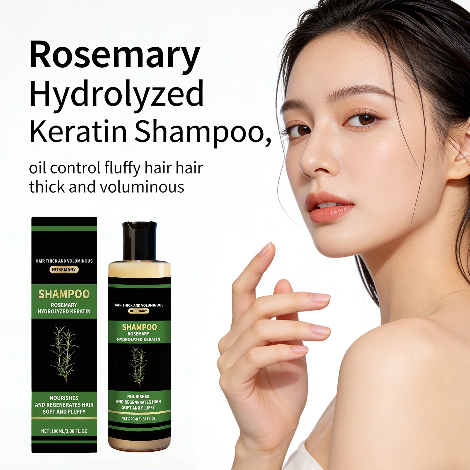 Rosemary Hydrolyzed Keratin Shampoo Promote Hair Thick and Voluminous Reduce Hair Breakage Oil Control Nourish Repair Hair Care Oasis Select
