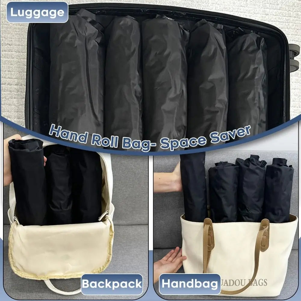 New Reusable Hand Roll Vacuum Bags Space Saver Portable Vacuum Compression Bag Dustproof Luggage Vacuum Storage Bag for Travel Oasis Select