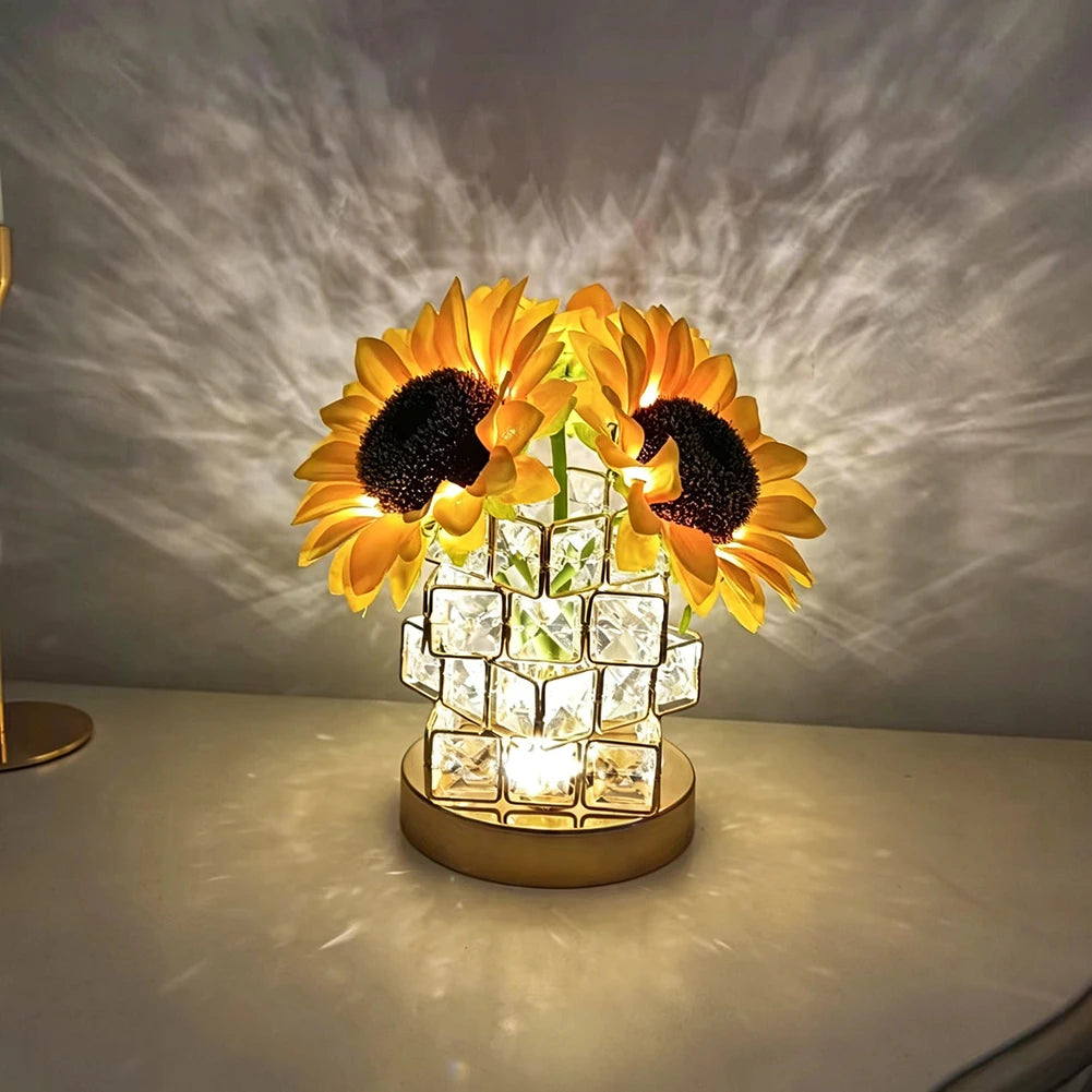 3D Sunflower Table Lamp – Warm Glow Bedside Night Light Gift