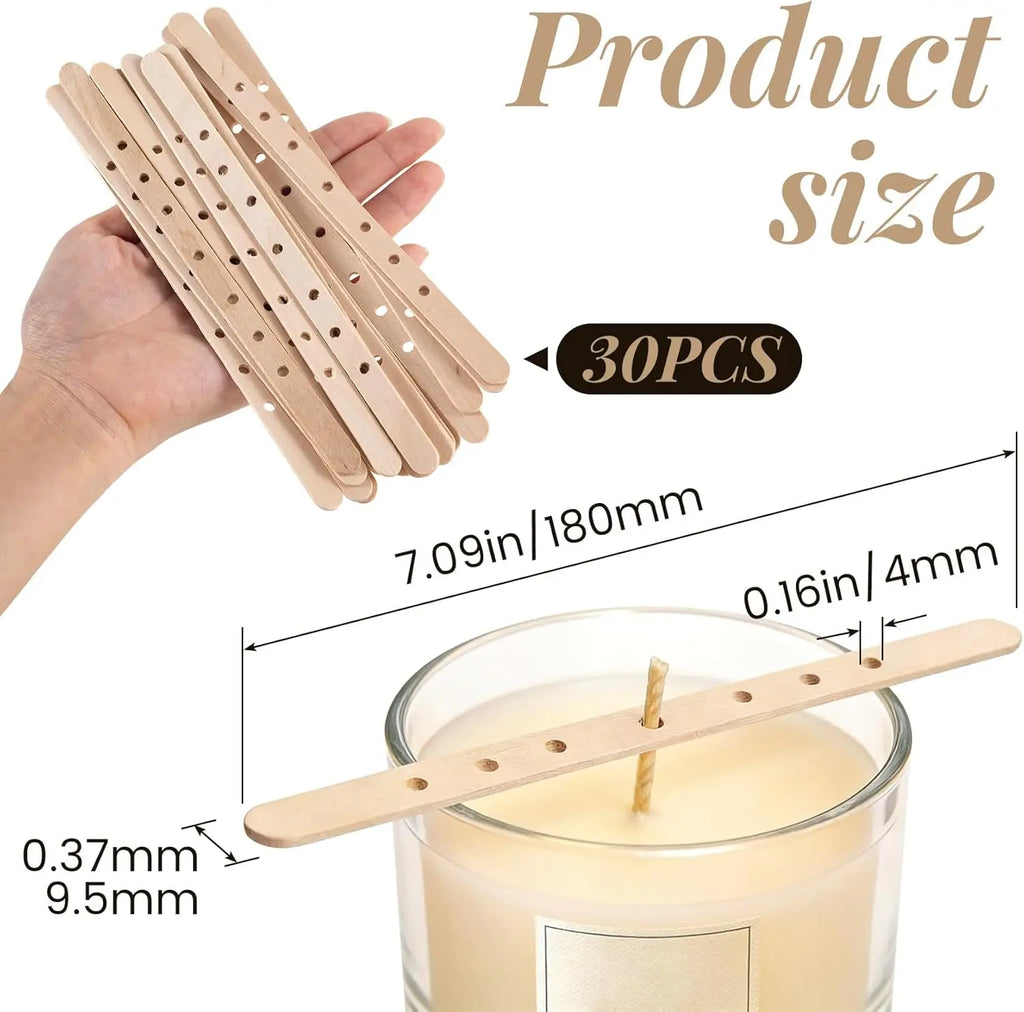 30/50pcs 7 Holes Wooden Candle Wick Holder for Candle Making Candle Wick Centering Devices, DIY Candle Making Tools Oasis Select 30pcs