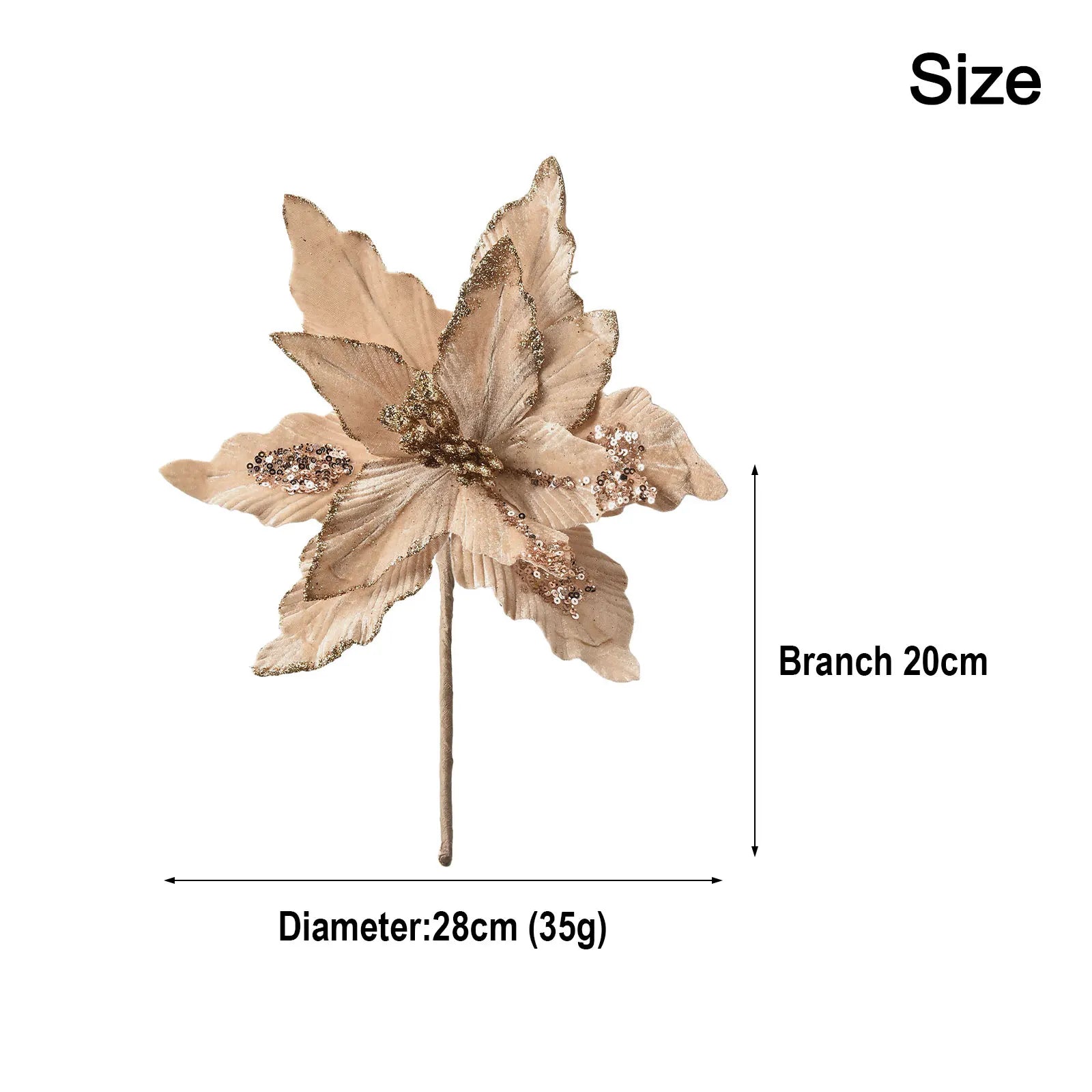 Glitter Artificial Christmas Cloth Flowers | Tree & Home Décor Artificial Christmas Flower Oasis Select