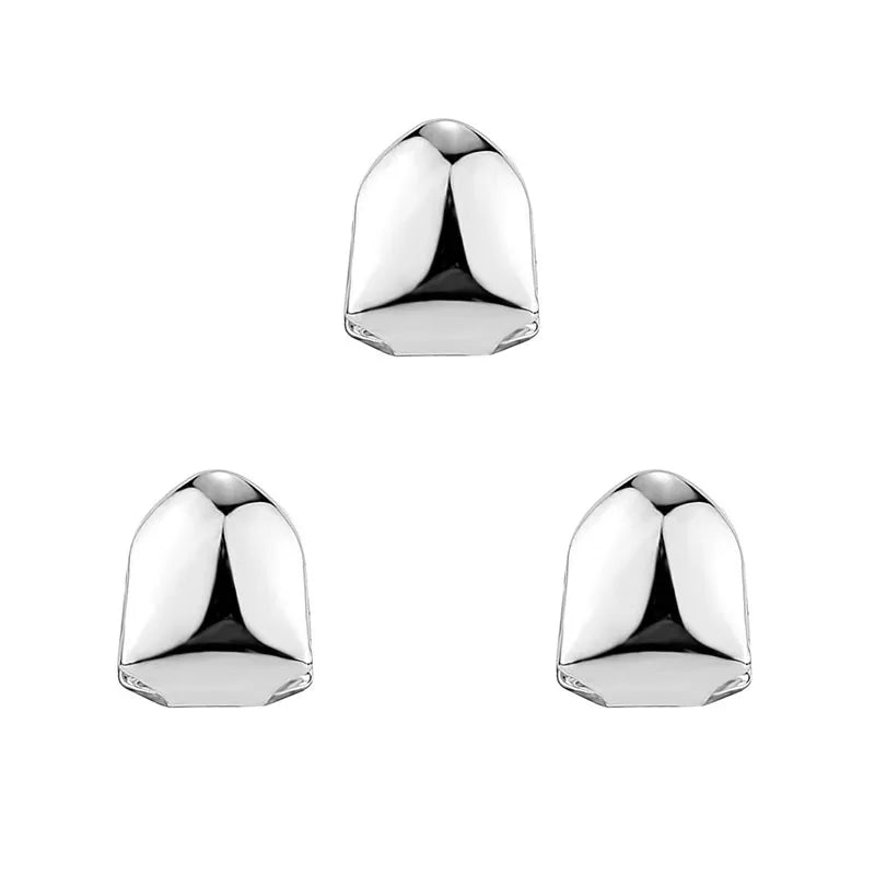 1/2/3/4pcs Fashion Gold Color Small Single Tooth Cap Grills Hip Hop Style Teeth Grill Golden Dental Braces Teeth Makeup Tools Oasis Select 3pcs Silver