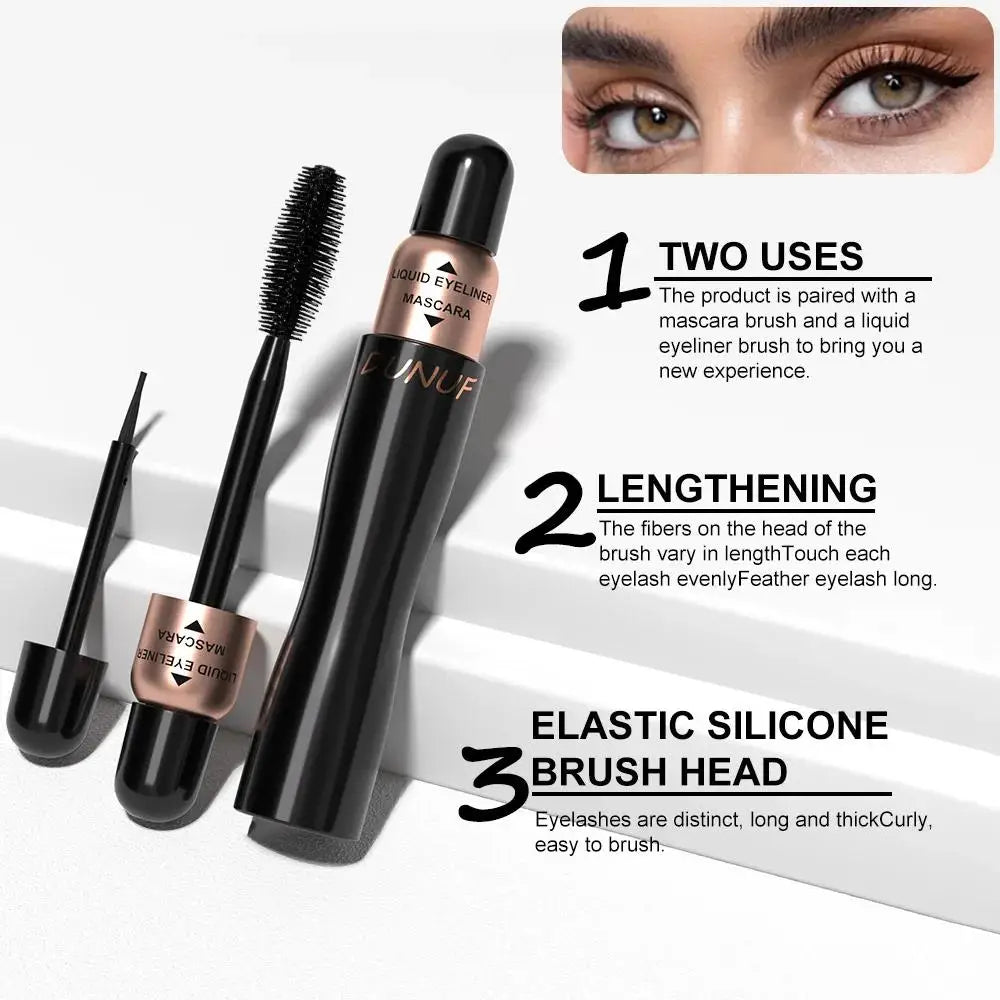 DUNUF 2-in-1 Mascara & Eyeliner Kit – Waterproof Black