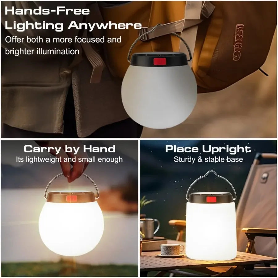 Portable LED Camping Light Warm Yellow Light Outdoor Hanging Lights 3 Modes USB Rechargeable Tent Lamp Solar Camping Lantern Oasis Select