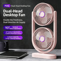 Portable Turbo Desk Fan 3 Speeds Ultra Quiet Type-C Rechargeable Dual Head Air Circulation Fan for All USB Power Sources Oasis Select Pink