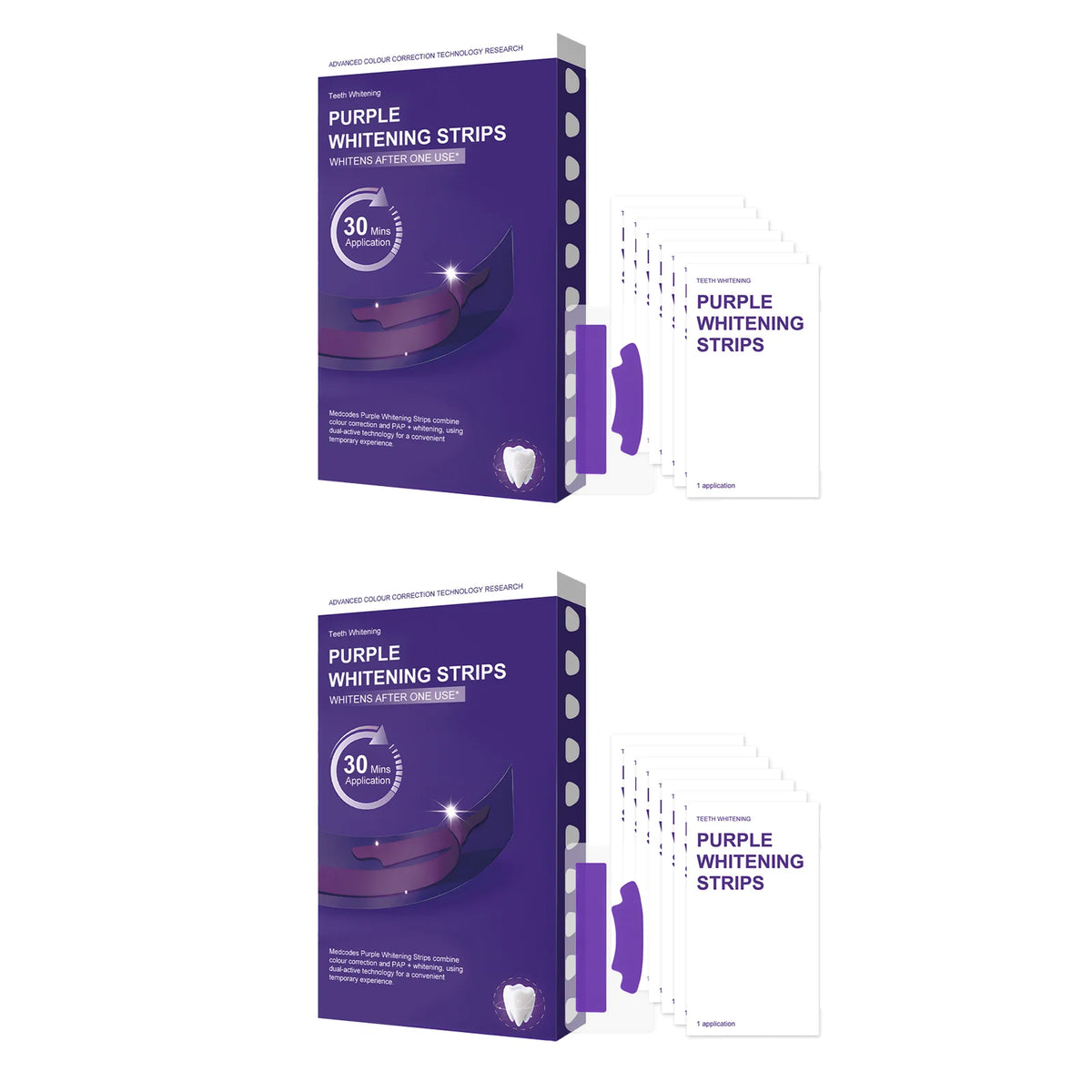 Purple Teeth Strips Color Correcting PAP Formula Gentle Brightening Dental Beauty Instant Glow Stain Removal Care Oasis Select 2box