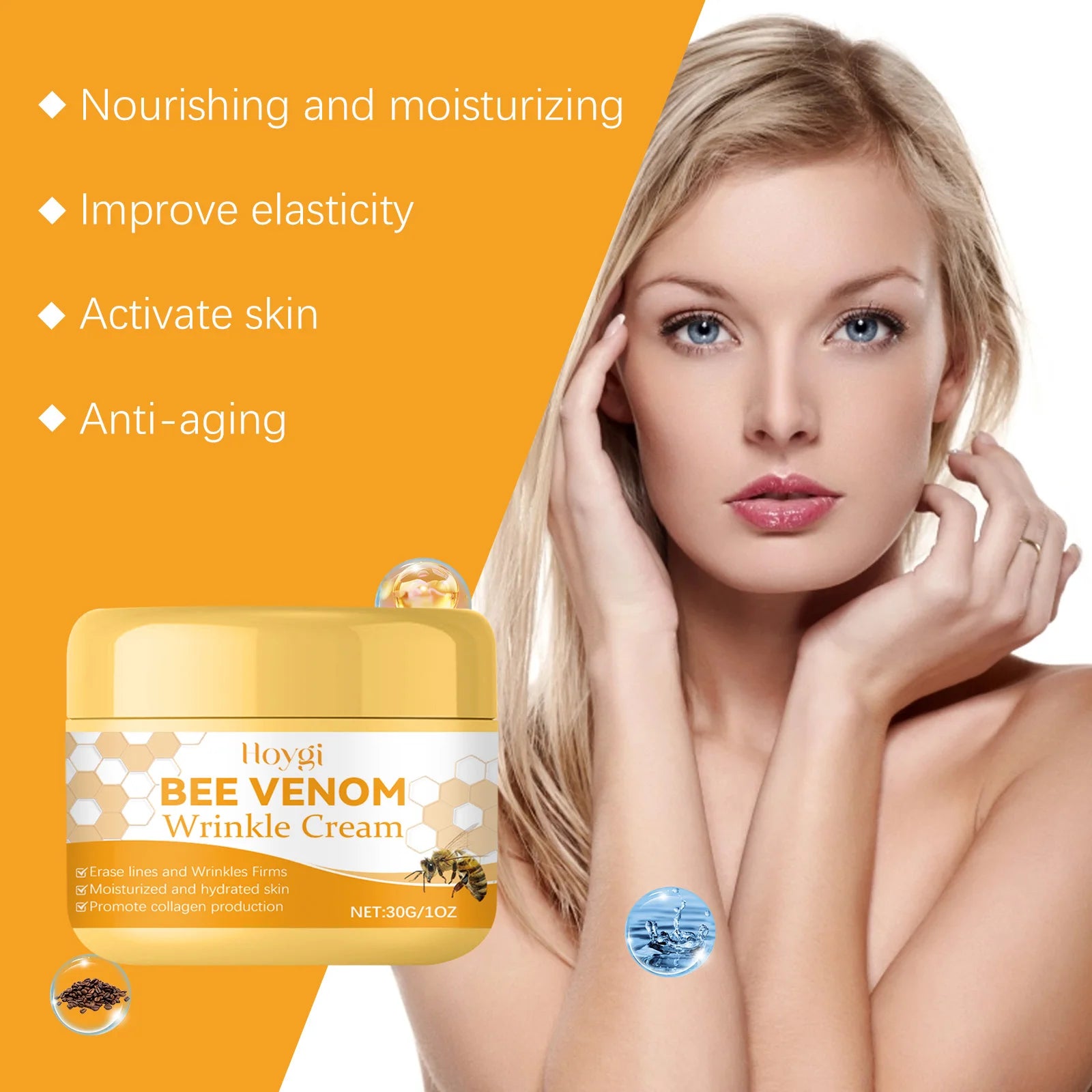 Bee Venom Face Cream Moisturizing Sagging Improvement Reduce Fine Lines Damaged Skin Repair Facial Cream Nourishing Skin Care Oasis Select