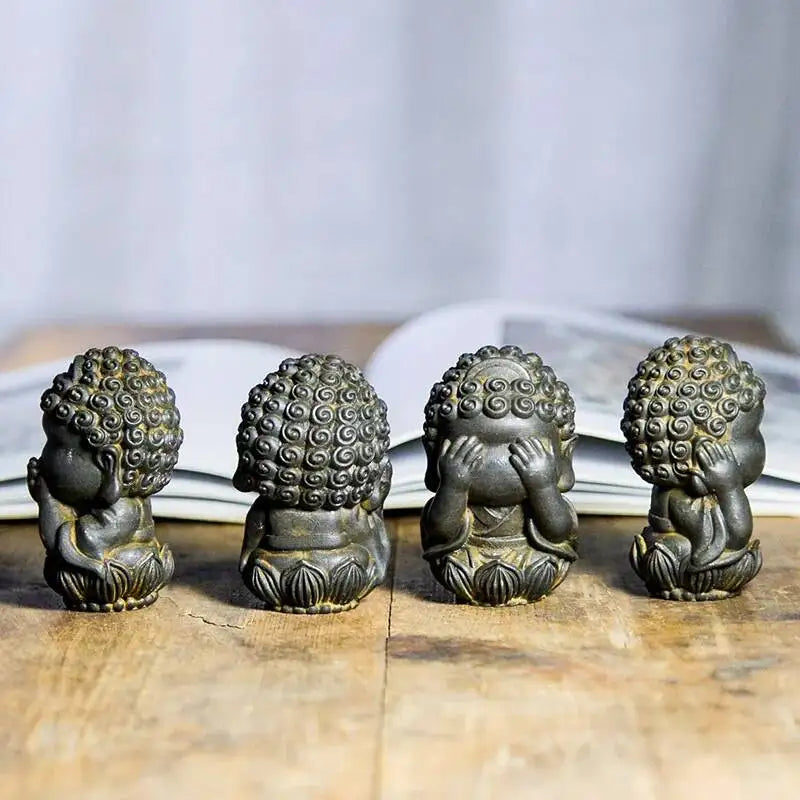 Chinese Style Buddha Zen Tea Pet Ornament Tea Pet Imitation Cast Iron Tea Play Oasis Select