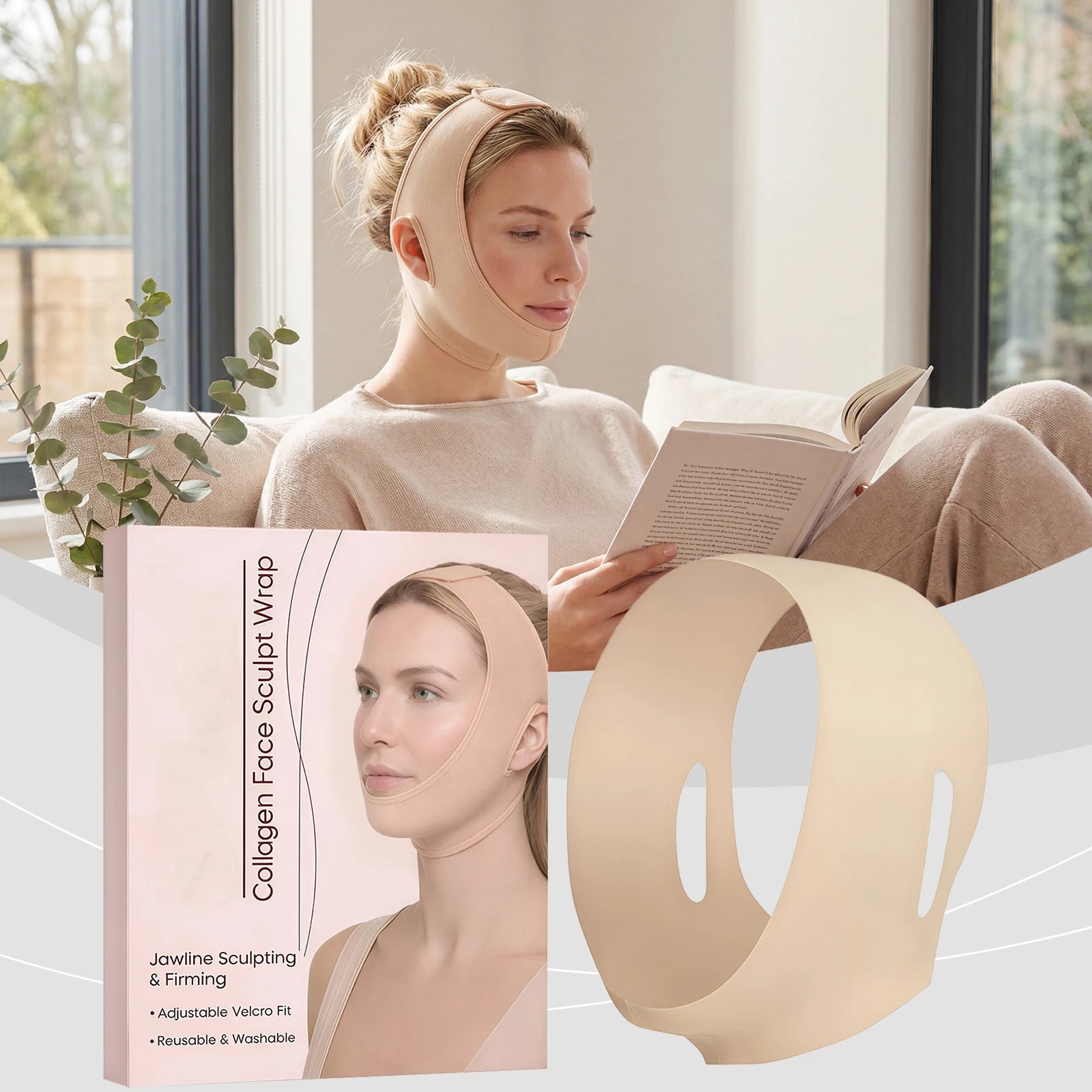 V-Line Jaw Lifting Face Strap – Breathable Contour Wrap Facial Contouring Strap Oasis Select