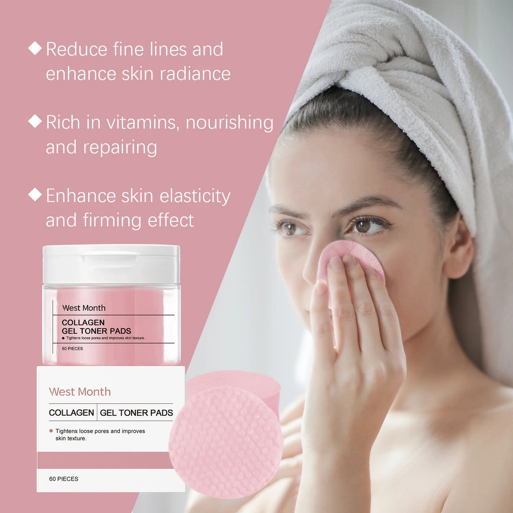 WEST MONTH Collagen Pad Face Brightening Deep Moisturizing Gentle Skin Care Improving Skin Elasticity Firming Cleansing Gasket Oasis Select