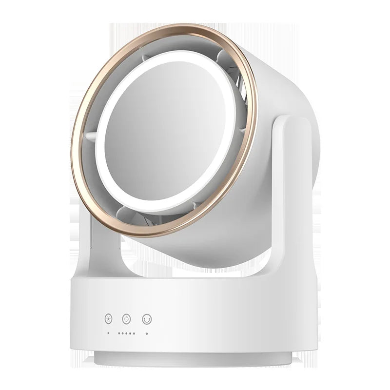 Bladeless Makeup Fan with Fill Light & Beauty Mirror
