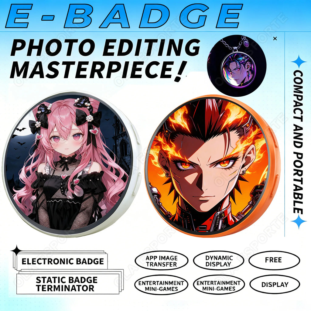 Anime E-Badge Display Pin | 1.5″ Touch Screen LED Smart Badge