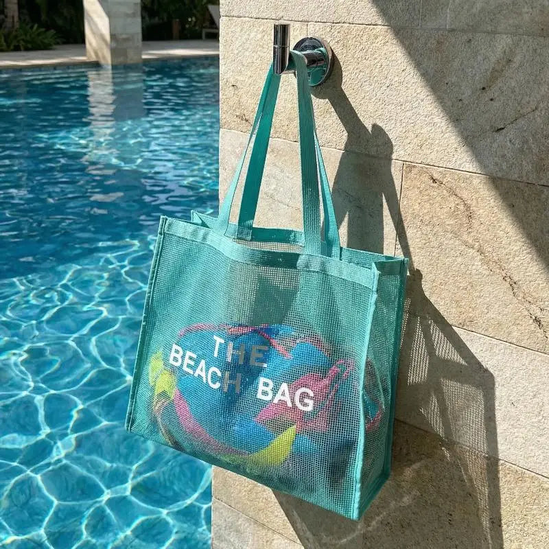 Mesh Tote Bag for Women Reusable Large Shoulder Shopping Bag Durable for Poolside Fitness Travel Oasis Select