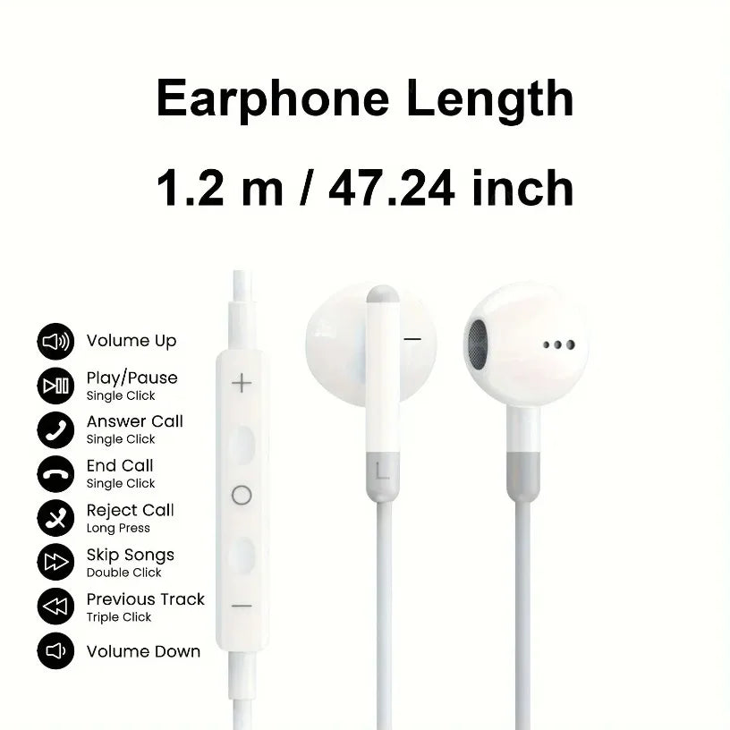 In Ear Wired Earphones 3.5mm/USB-C Volume Control with Microphone Music Sports Headphones For iPhone 16 15 Samsung S24 Xiaomi Oasis Select