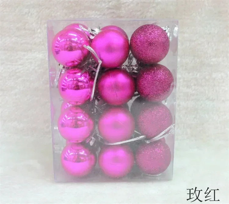 24Pcs Christmas Balls Ornament Plastic Christmas Tree Gold Red Pink Ball Pendant Hanging Decor Christmas Decoration Navidad Oasis Select VIOLET/紫罗兰