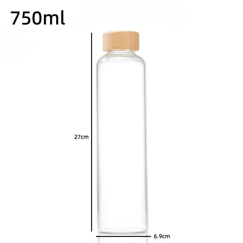 500/750/1000ml High Borosilicate Glass Cup Travel Bottle Car Portable Glass Water Bottle Sealed Beverage Bottle Juice Cup Oasis Select 750ml Bamboo Lid 500-750-1000 ml