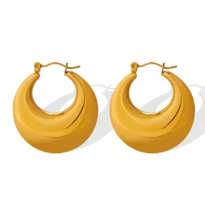 Hoop Earrings for Women Trendy Golden Stainless Steel Earring Jewelry New Oasis Select D42 Gold