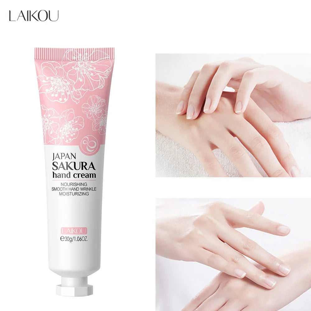 LAIKOU Sakura Hand Cream Whitening Wrinkle Removal Anti-crack Moisturizing Greasiness Intensive Repair Hand Gream 30g Oasis Select