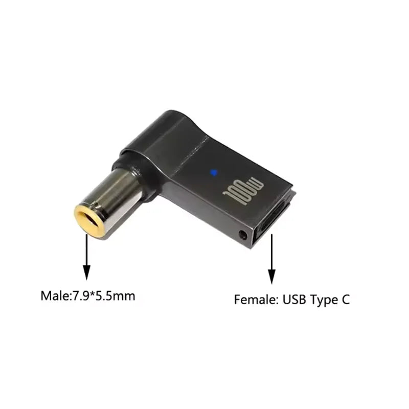 100W USB-C to DC Laptop Charger Adapter for Dell HP Asus Lenovo USB-C Laptop Adapter Oasis Select 7.9-5.5mm
