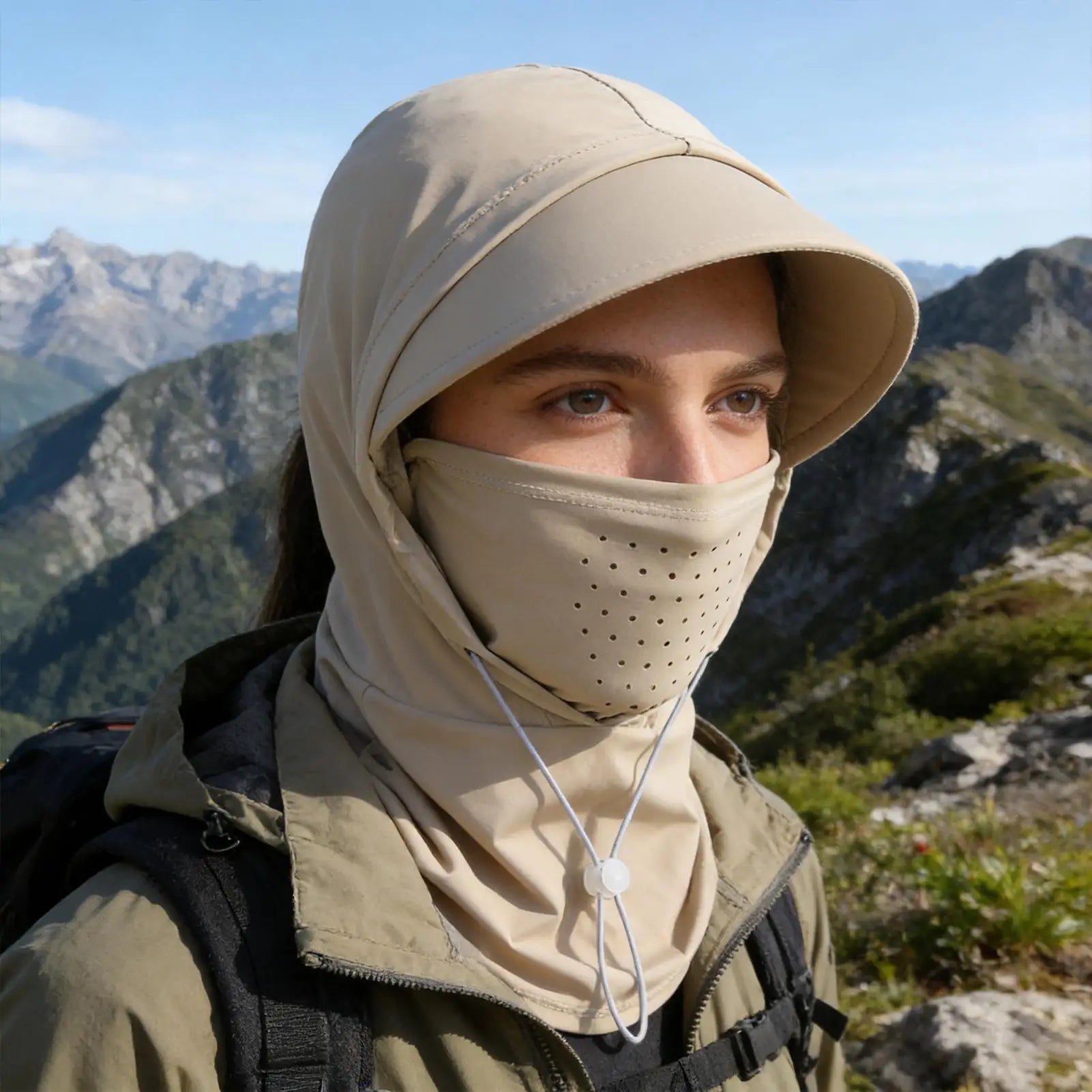 Summer Face Sunshade Anti-UV Hat Integrated Ice Silk Breathable Scarf Driving Cycling Face Towel Neck Sun Protection Hat Oasis Select
