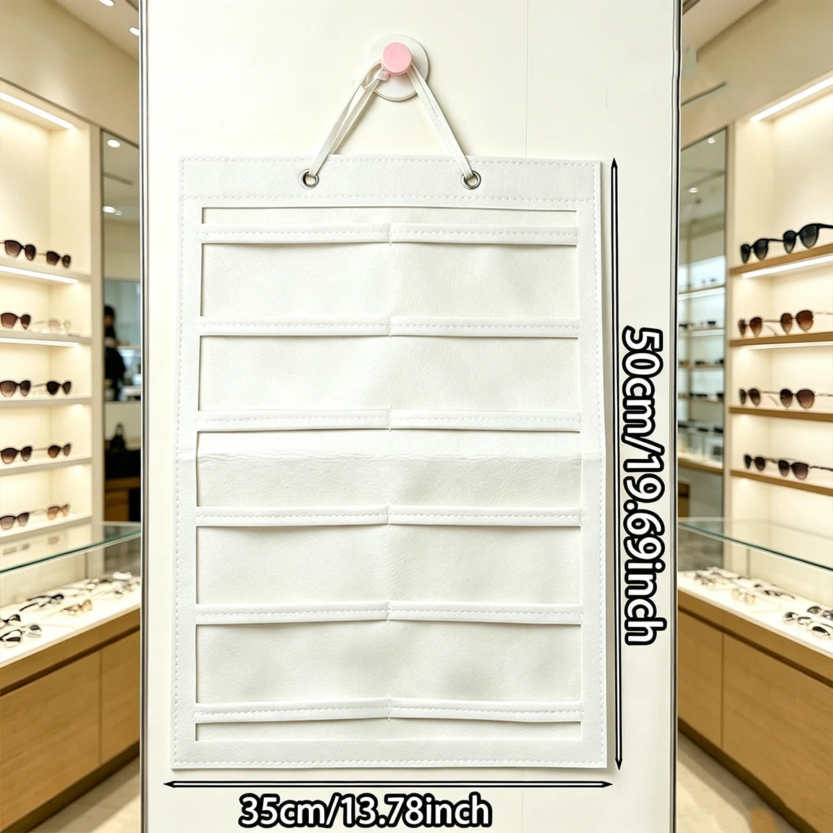 1pc felt white striped pocket style hair accessory storage hanging bag foldable wall mounted hair clip glasses jewelry storage Oasis Select white