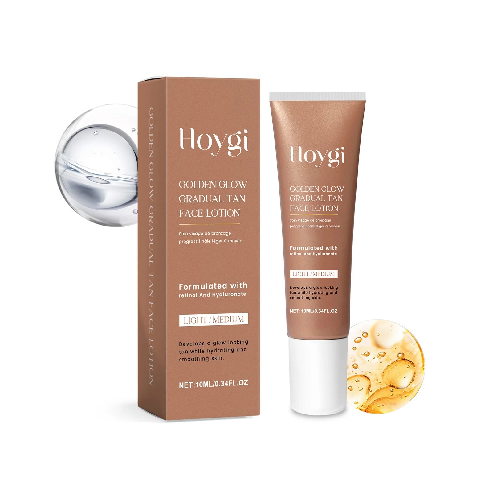 Self-Tanning Lotion Sunless Self Tanner for Face Body Waterproof Long-Lasting Glow Body Bronzer Even Skin Tone Bronzing Lotion Oasis Select 10ml boxed