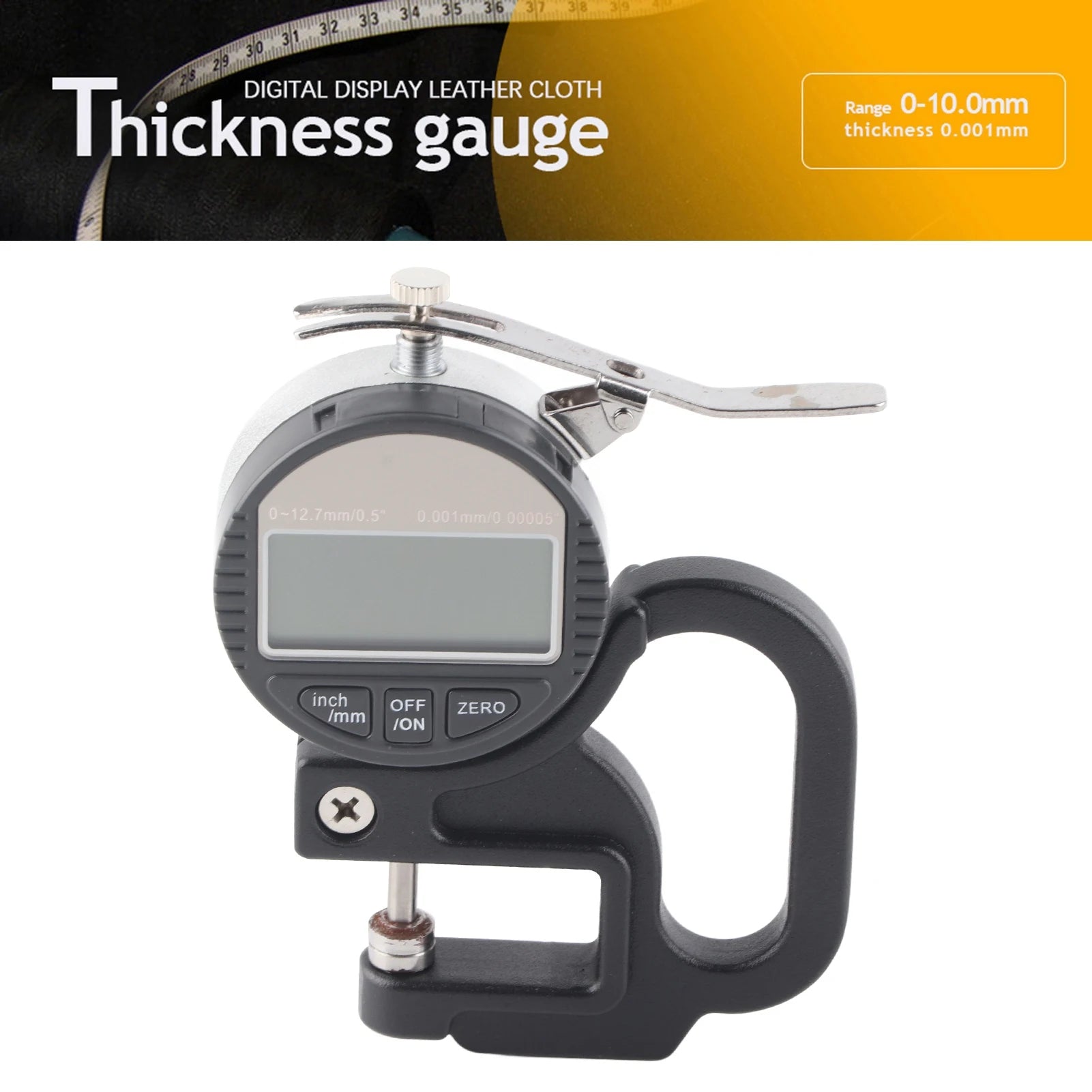 Digital Display Paper Leather Cloth Thickness Gauge Measuring Tool Range 0‑12.7mm 0.001mm Thickness Measuring Tool Oasis Select