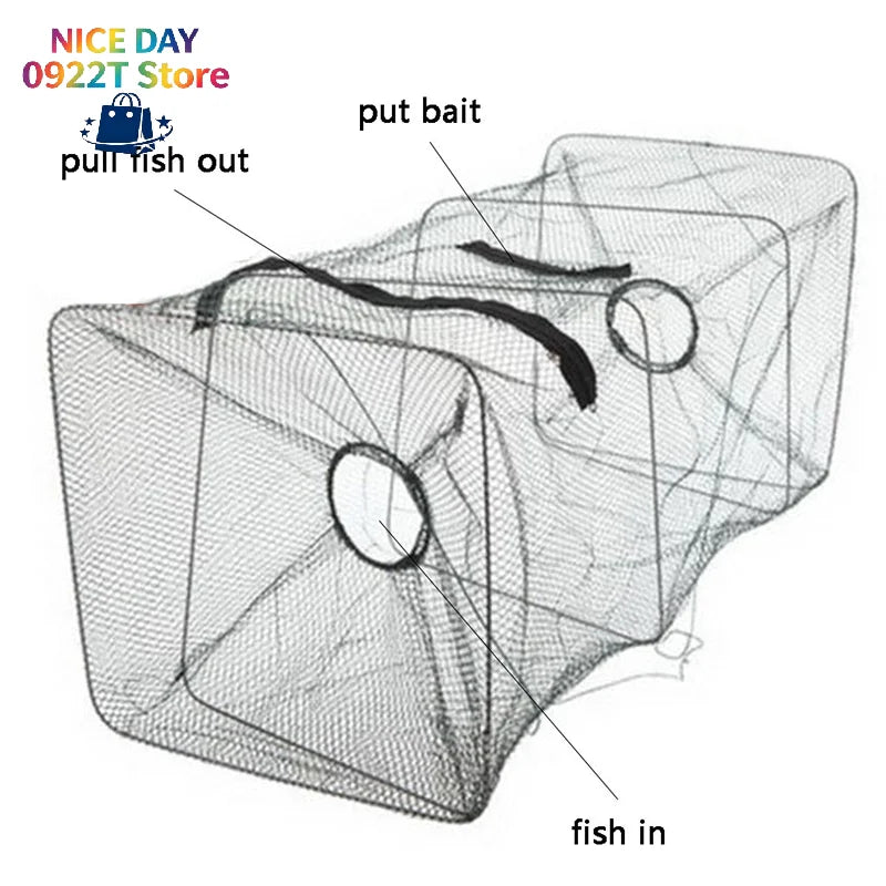 Fish Trap Net Fishing Gear Crab Prawn Shrimp Crayfish Lobster Crawdad Foldable@#X Oasis Select