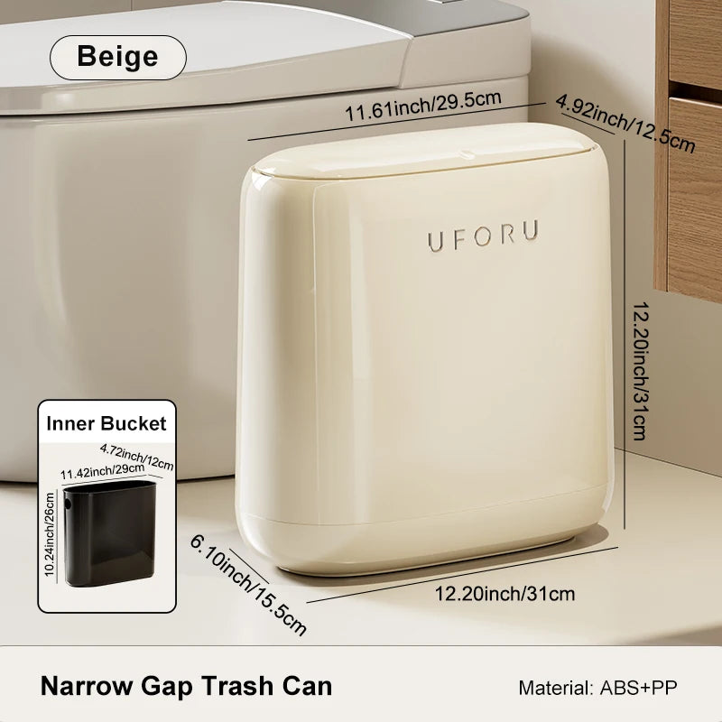 Waste bin, large-capacity pedal bin, fits into small spaces and narrow gaps, suitable for bathrooms, living rooms, bedrooms Oasis Select WHITE