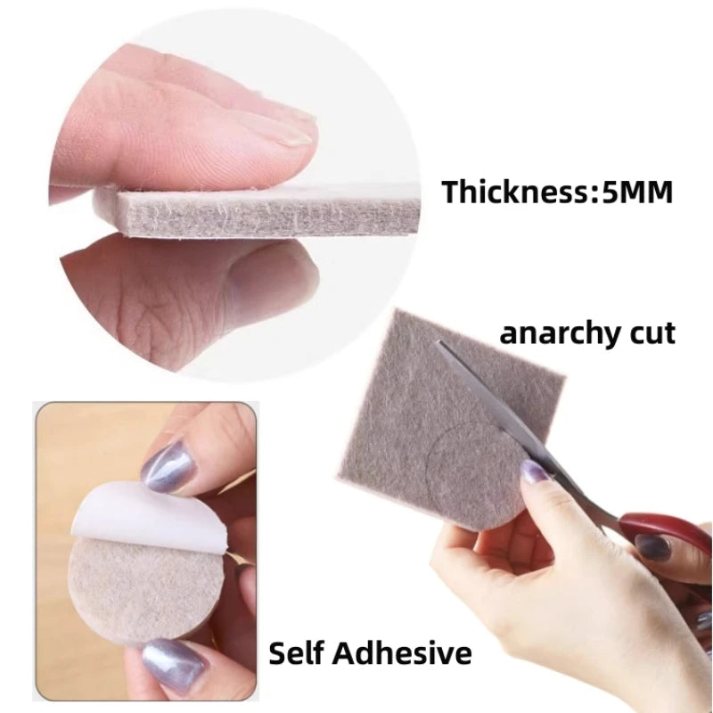 18-128pcs Chair Table Leg Felt Pads Floor Scratch Protector Self Adhesive Mute Non-slip Feet Mat for Furniture DIY Accessories Oasis Select