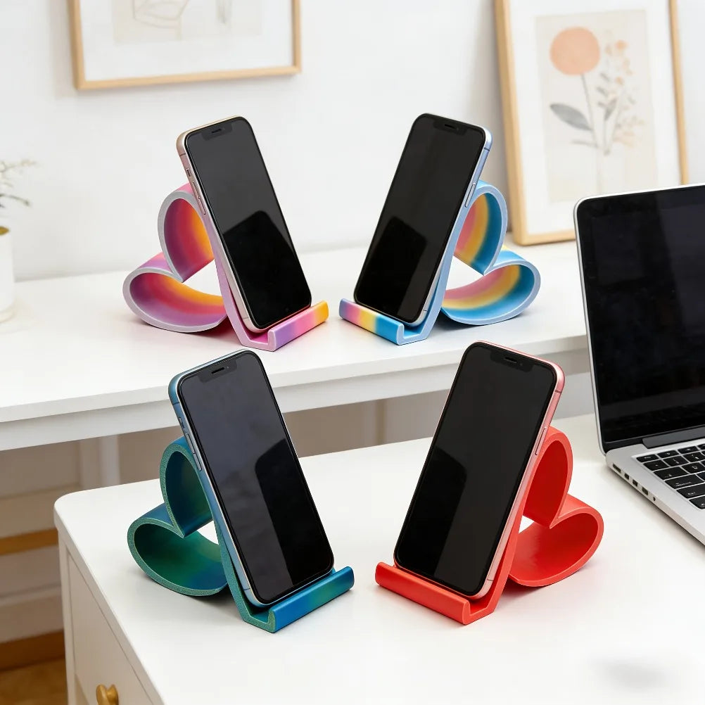 3D Printed Heart Shaped Phone Tablet Stand Multi Color Desktop Holder Home Office Decor Romantic Valentine Christmas Gift Oasis Select
