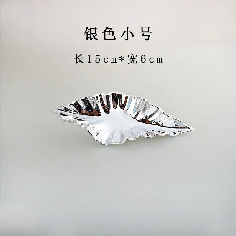 Modern Living Room Simple Nail Free Imitation Metal Wall Decoration Wall Hanging Wall Leaf Decoration Soft Installation Pendant Oasis Select Silver 15cm