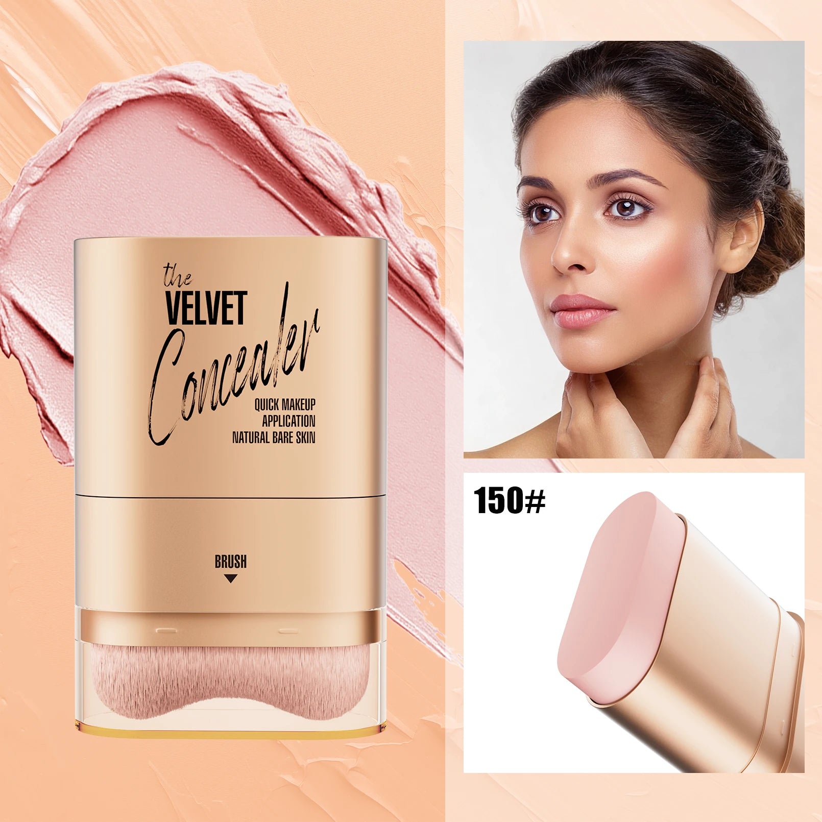 Hello Kiss 2-in-1 Waterproof Concealer Stick & Brush | 12g Concealer Stick Oasis Select 150