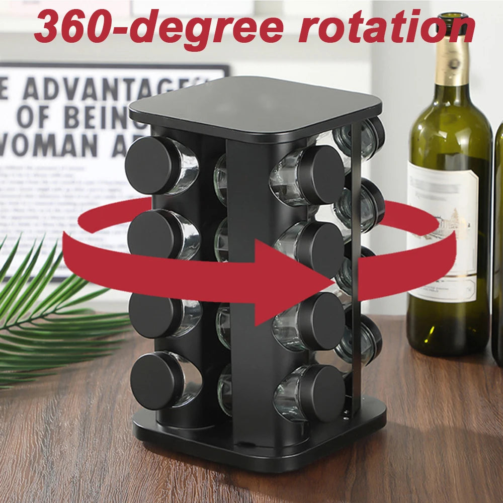 360-Degree Rotating Stainless Steel Spice Rack, Spice Jars, Multi-Compartment Spice Rack, Kitchen Storage Oasis Select
